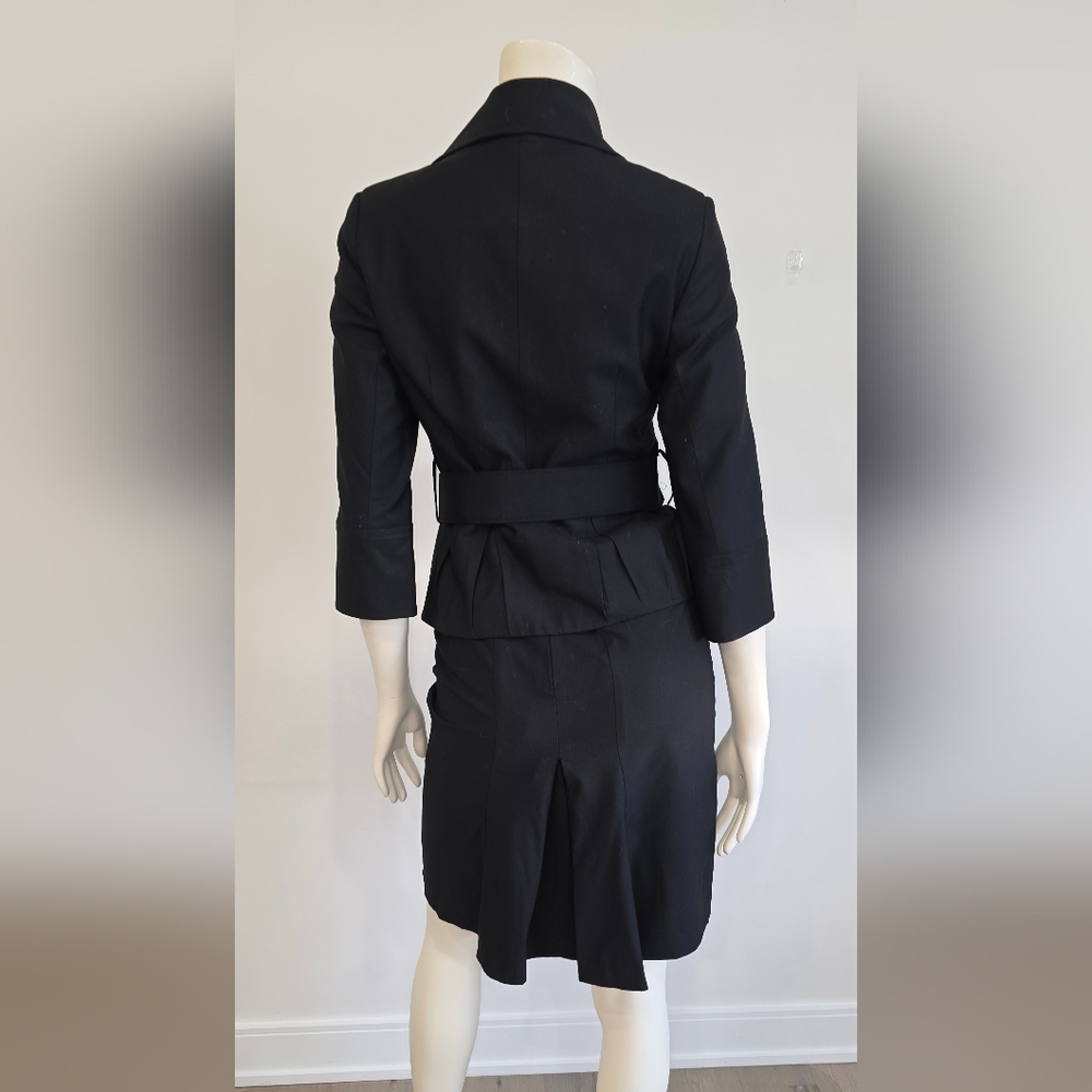 Butik Day1 Elegant Black Knee-Length Pencil Skirt & Belted Jacket Suit Coord US4 - Picture 12 of 16